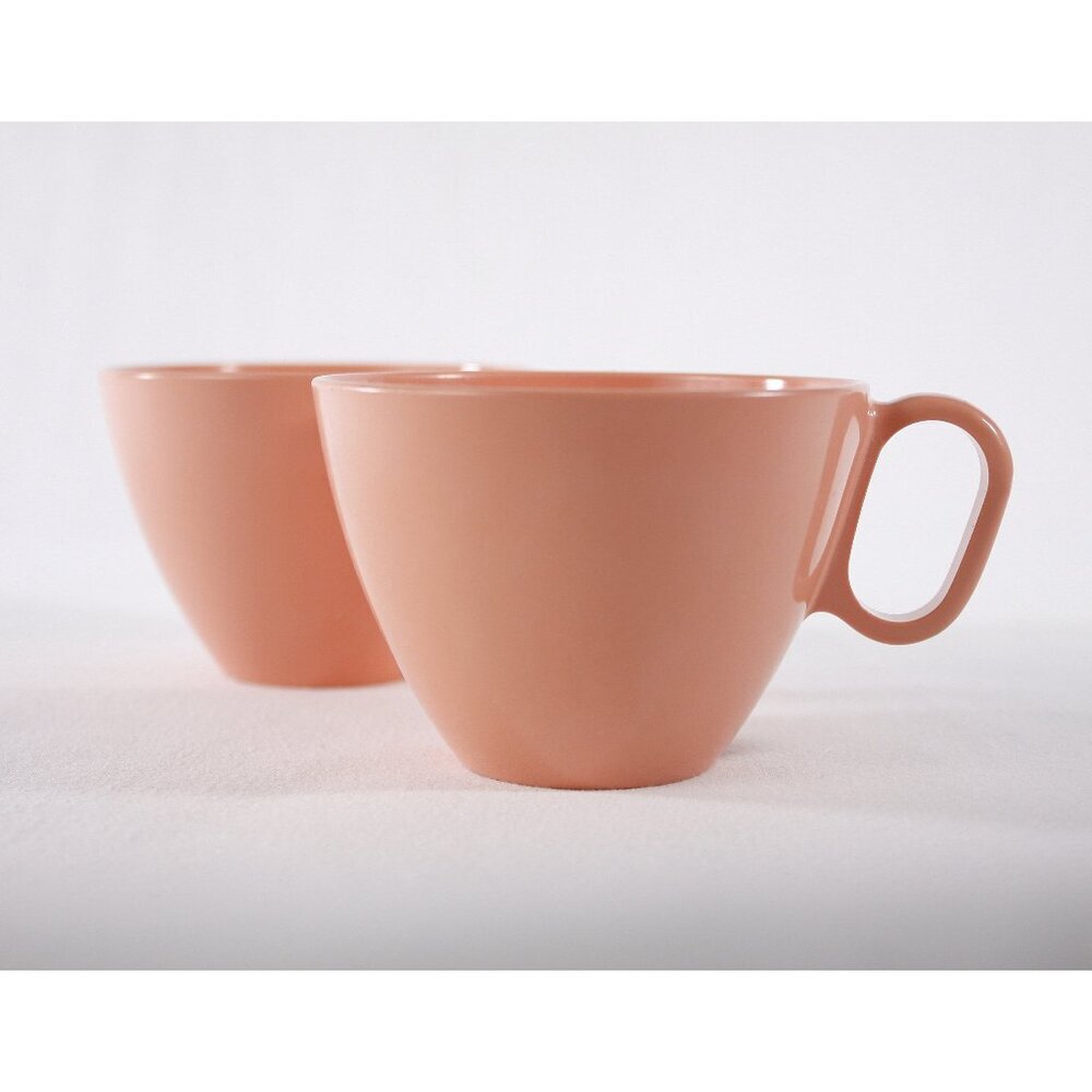 Vintage MELMAC Rainboware Melamine pink coffee cups (2)